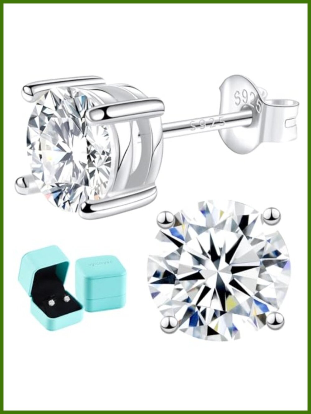 Moissanite Stud Earrings 925 Sterling Silver 14K White Gold Plated 1ctw